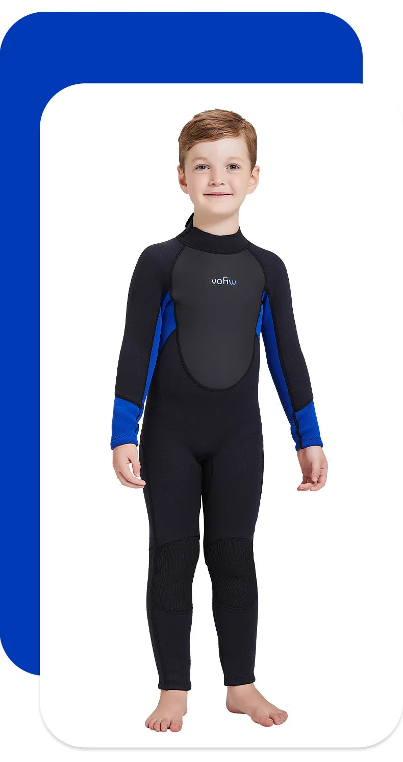 Children's 2mm 3mm Neoprene Wetsuit One-piece Long Sleeve Diving Suit Cold Proof Sunscreen Surfing Swimming Snorkeling Swimsuit