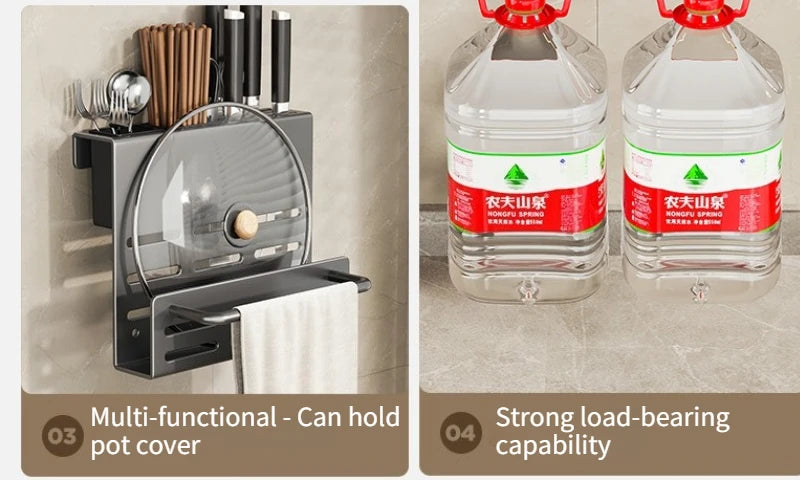 Kitchen Knife Holder, Tableware Storage Rack, Multifunctional Wall Mounted Kitchen Tool Storage Rack