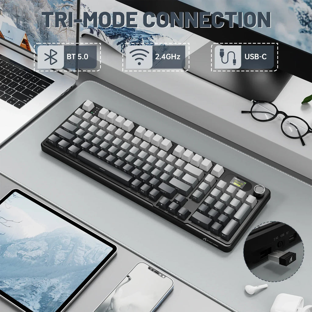 Attack Shark X98PRO 3-Mode RGB Bluetooth Wireless Mechanical Keyboard Full Key Hot-Swappable TFT Color Display Rotary Keyboard
