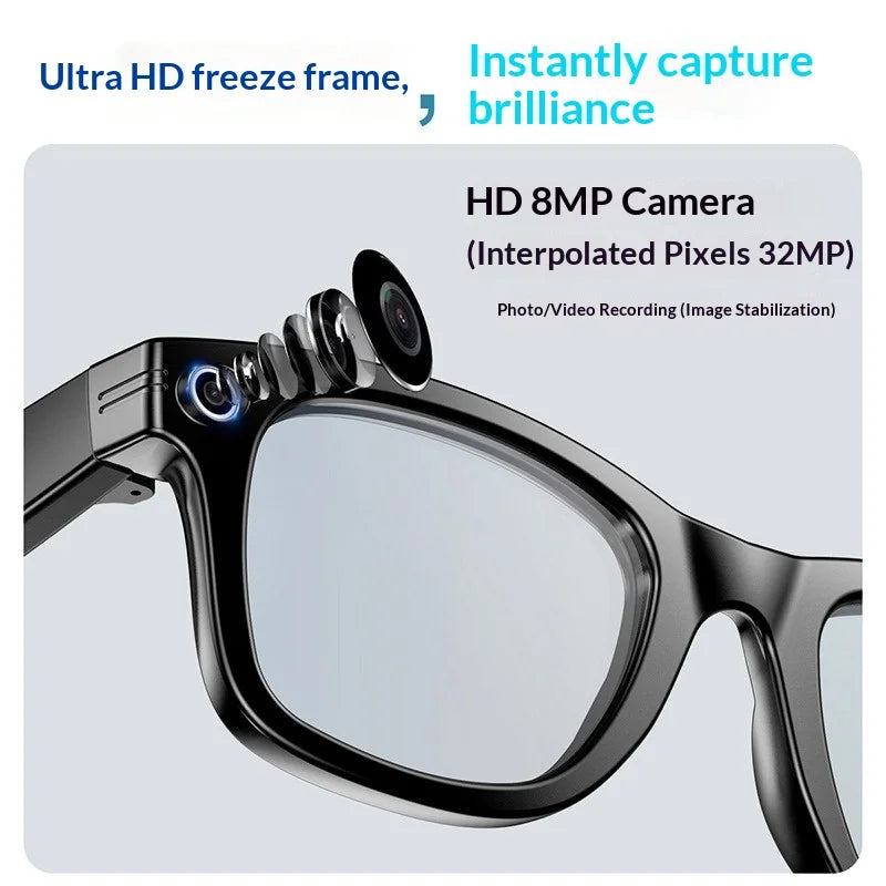2025 AI Smart Glasses - 8MP Camera for First-Person Vlog, Voice Translation, Music & Calls, IP65 Waterproof, Ultra-Light