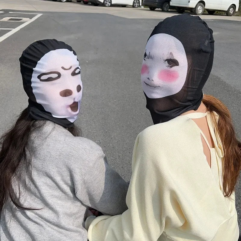 3D Seamless Mask Funny Face Printed Head Scarf Famous Person Ice Silk Sunscreen Head Mask Halloween Cosplay