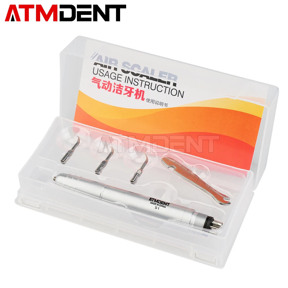 Dental Ultrasonic Air Scaler with 3 Tips Tooth Calculus Remover Cleaning Tool Handpiece Whiten Tooth Cleaner Dentist Lab