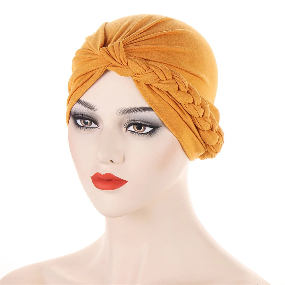 New Women Velvet Turban Hat Muslim Twist Solid Color Hijab Chemo Cap Head Wrap Headscarf Beanies Bonnet Headscarf Turbante Mujer
