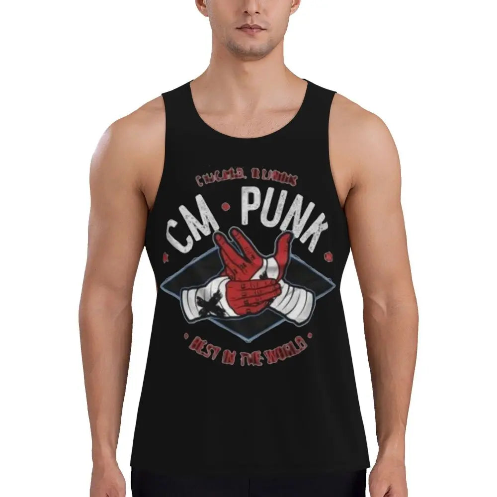 Graphic Wrestling CM Punk Best In The World Workout Tank Tops Sleeveless Shirt Bodybuilding Fitness Gym Compression Vest