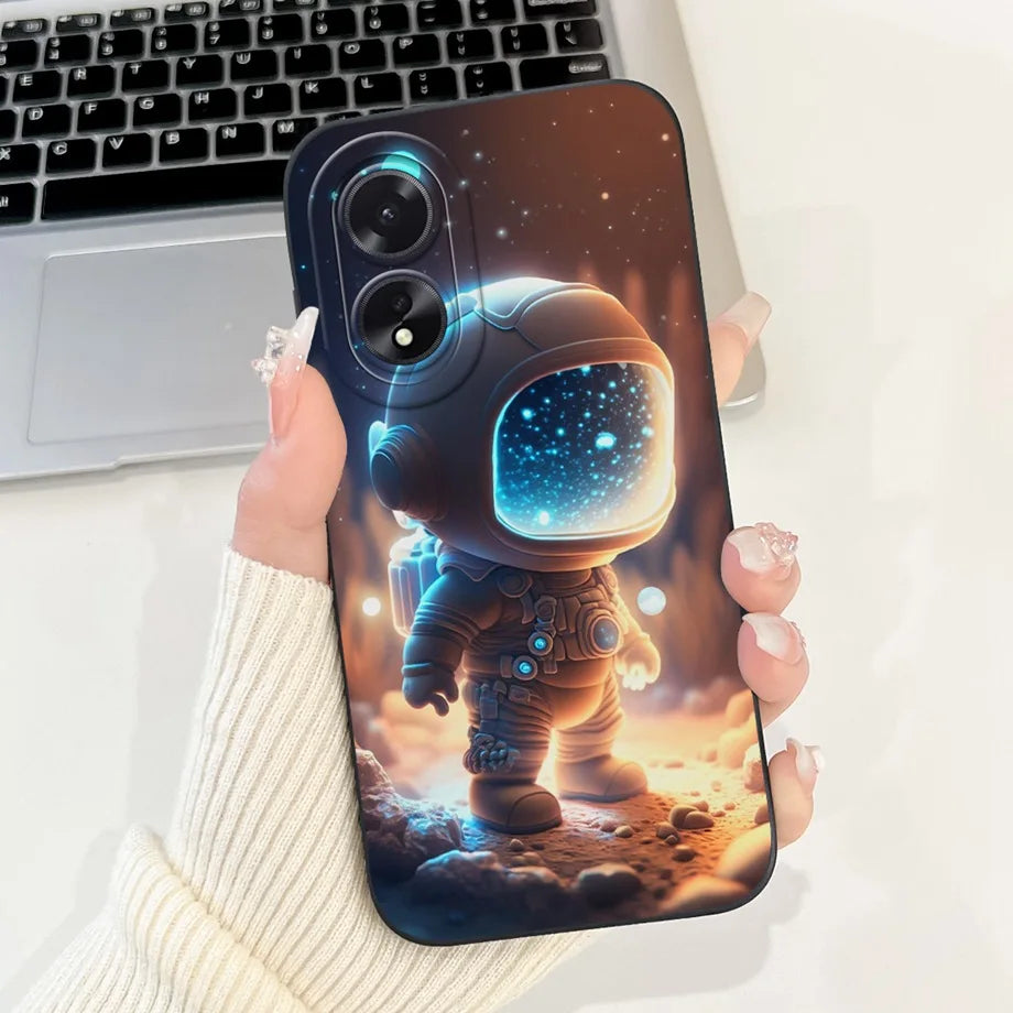 For Oppo A38 CPH2579 Phone Case New Fashion Soft Matte Silicone Rabbit Flower Goothic Style Capa For Oppo A18 CPH2591 Back Cover