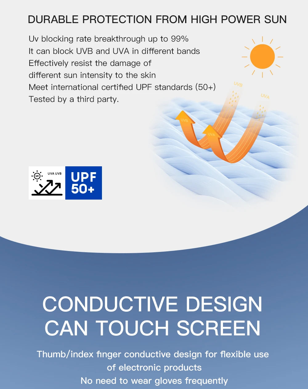 Sunscreen gloves Thin Ice Silk Women's for Women and Men Driving Electric Motorcycles Fishing UV Protection, Anti Slip,ventilate