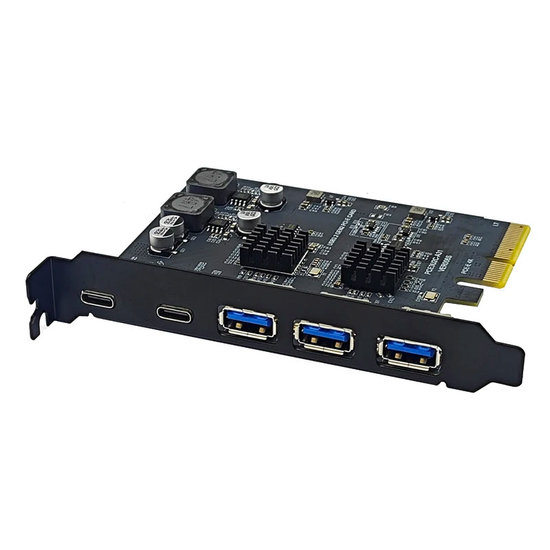 PCIE4X USB Expansion Card 10gbps 3USB A 2 USB C PCI Express X4 to USB3.2 Gen2 10Gbps Adapter PCI-E to USB 3.1 Type-C Expand HUB