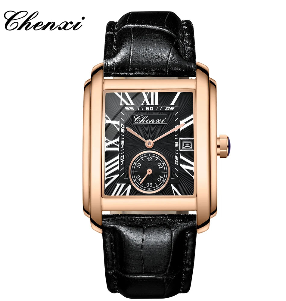 Fashion Business Watches For Men Calendar Display Quartz Watches Waterproof Leather Band Men's Wristwatch