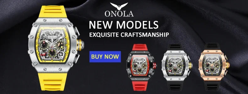 Hot Selling Fashion Fully Automatic Mechanical Watches Men ONOLA Unique Design with Diamond Inlaid Waterproof Tape Men's Watch