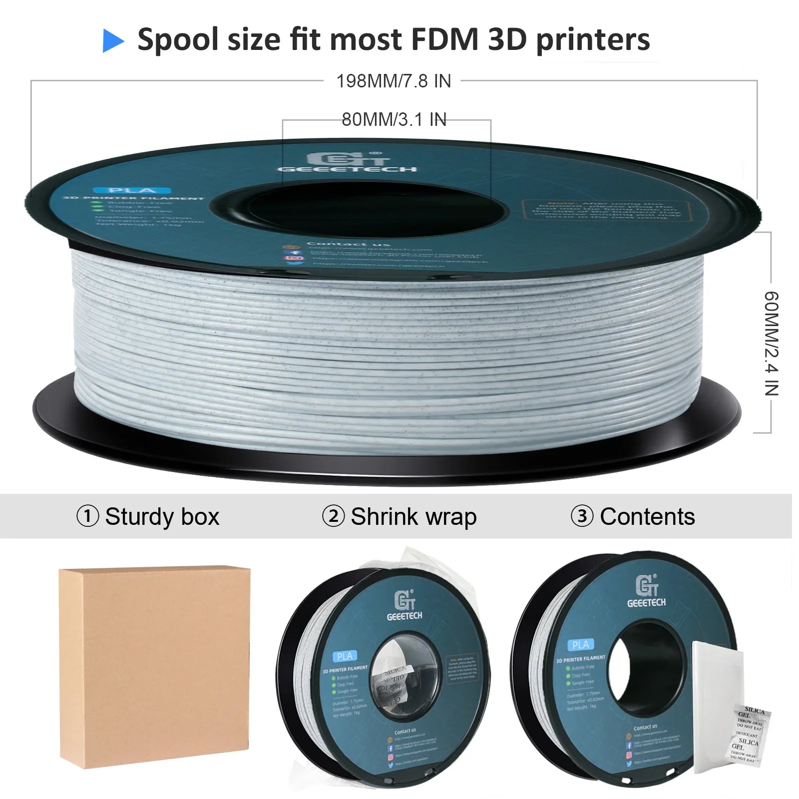 Geeetech 5Kg Like Marble PLA 3D Printer Filament Plastic 1.75mm,Tangle-Free, 3d printing wire materialsvacuum packaging