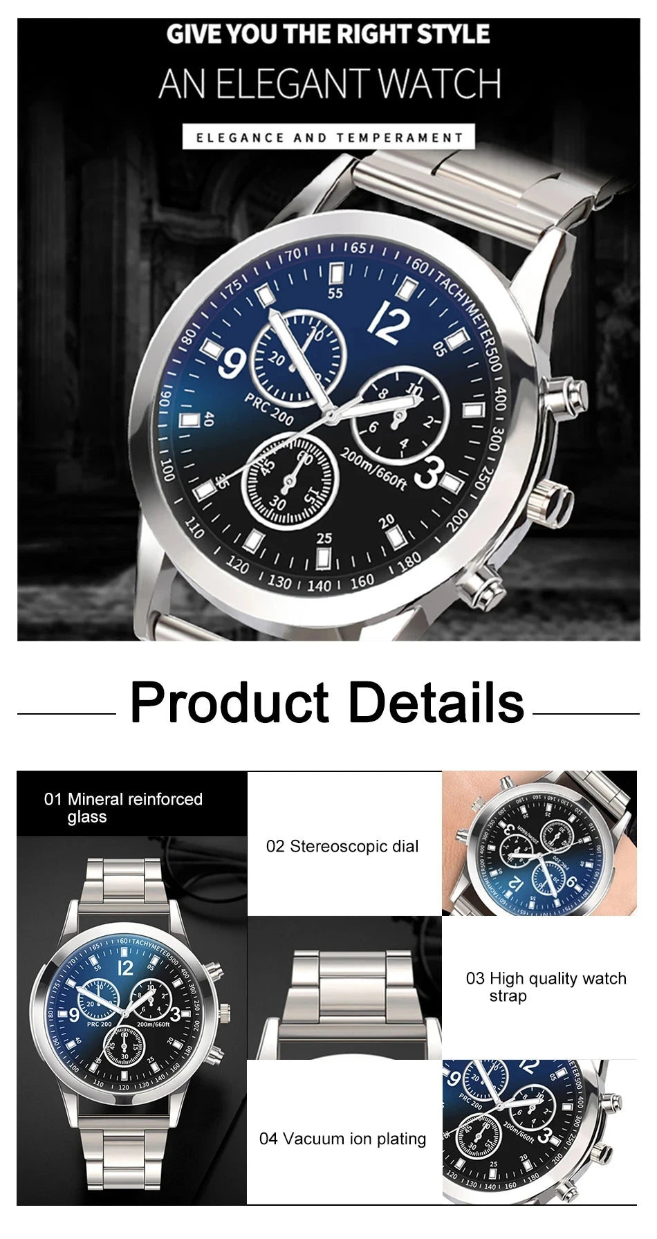 2Pcs/Set Fashion Mens Stainless Steel Bracelet Watches Luxury Quartz Wristwatch Clock Business Casual Watch Relogio Masculino