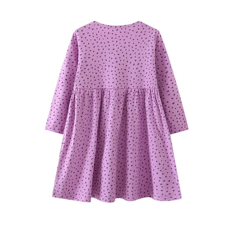 Jumping Meters 2-7T Princess Girls Dresses Buttons Hot Selling Long Sleeve Animals Baby Girls Clothes Party Kids Frocks Costume