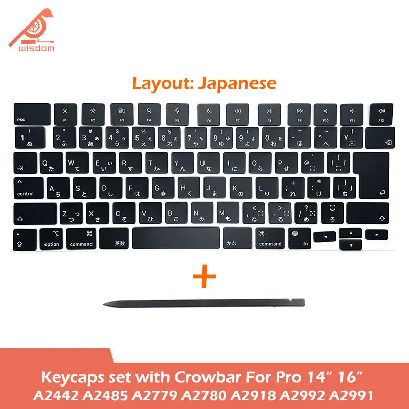 Laptop A2442 A2485 A2779 A2780 A2918 A2992 A2991 Keycaps Keys Key Cap Set for Macbook Pro M1 M2 M3 14" 16" Keyboard Repair