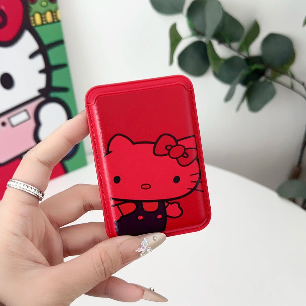 INS Korean Cute Hello Kitty for Magsafe Wallet Card Clip Case For iPhone 15 16 Pro Max 13 14 12 Magnetic Wallet Pink Girl Cover