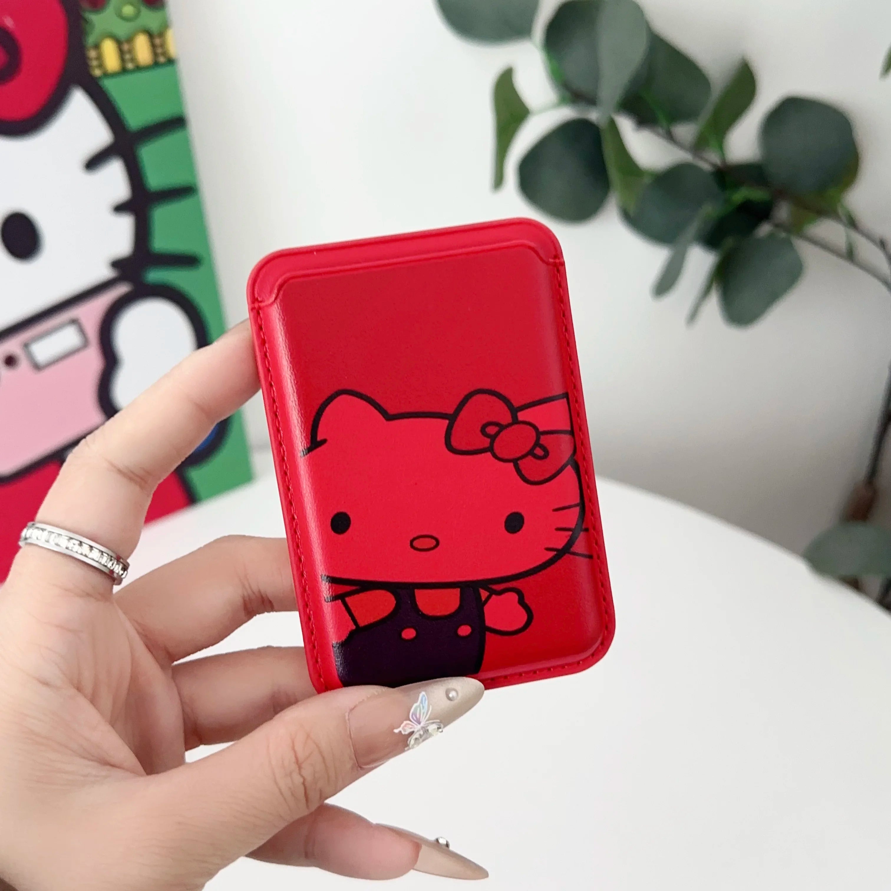 INS Korean Cute Hello Kitty for Magsafe Wallet Card Clip Case For iPhone 15 16 Pro Max 13 14 12 Magnetic Wallet Pink Girl Cover