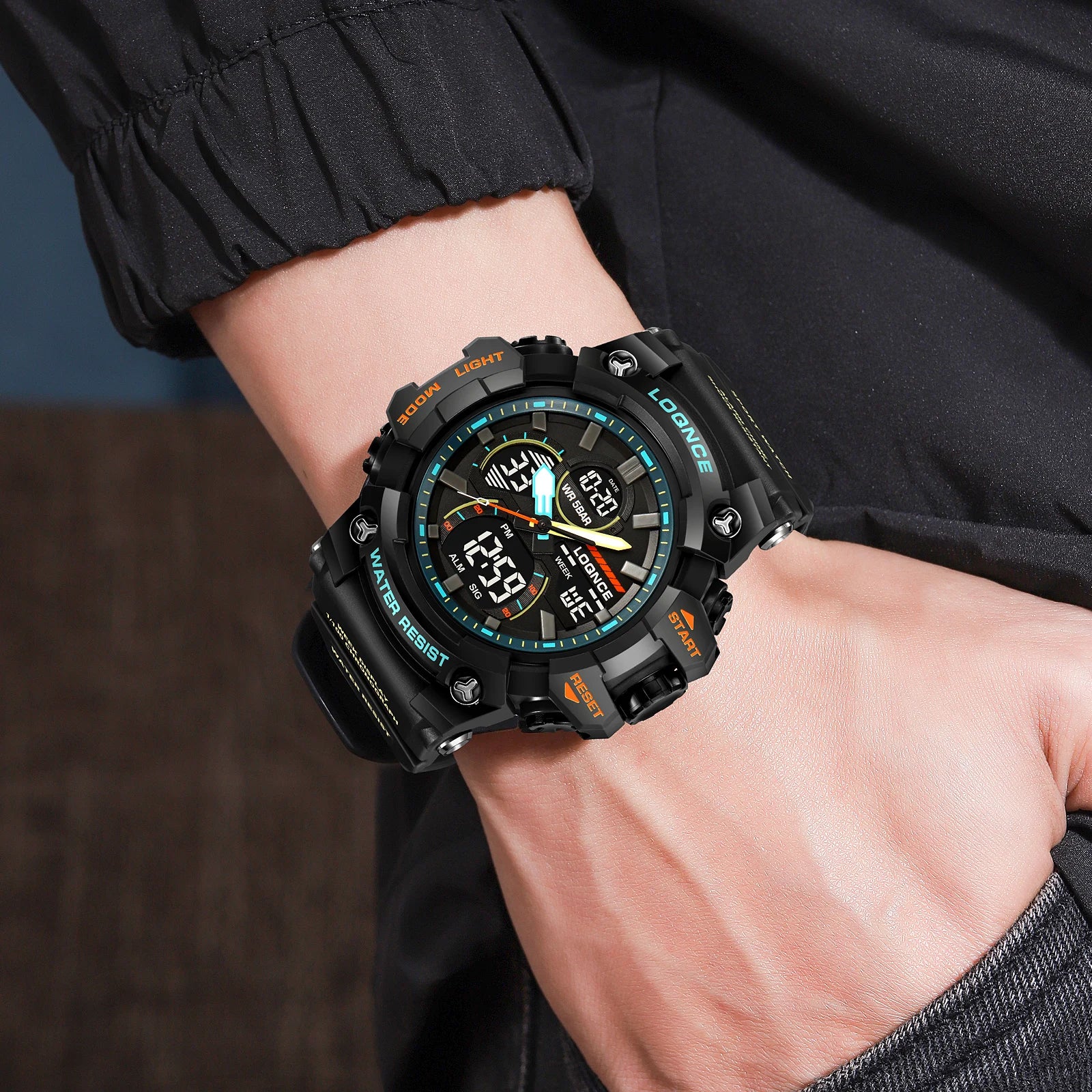 New LOQNCE 98007 Men's Watch For You 50M Waterproof Watches High Quality Movement Calendar Luminous Alarm Silicone Band With Box