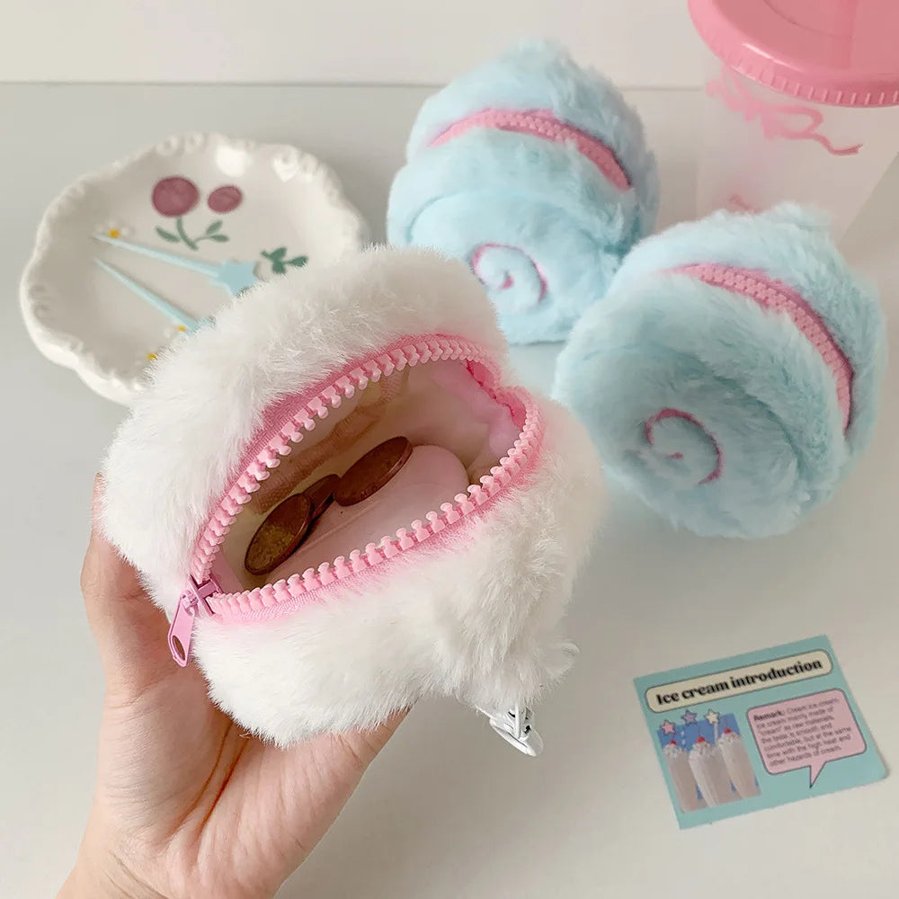 Kawaii Swiss Roll Plush Coin Purse Portable Card Bag Mini Lipstick Packet Bluetooth Headset Organizer Mini Mini Cosmetic Bag