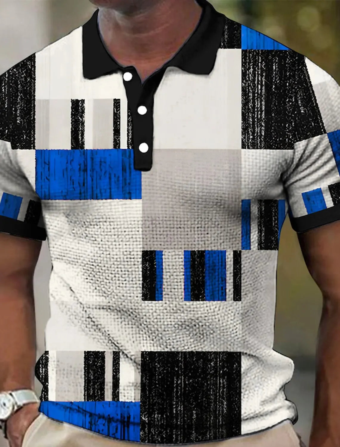 Men's Geometry Stripe Graphic Prints Geometry Polo Shirt Golf Shirt Short Sleeves Shirt Outdoor Street Print Clothing Apparel