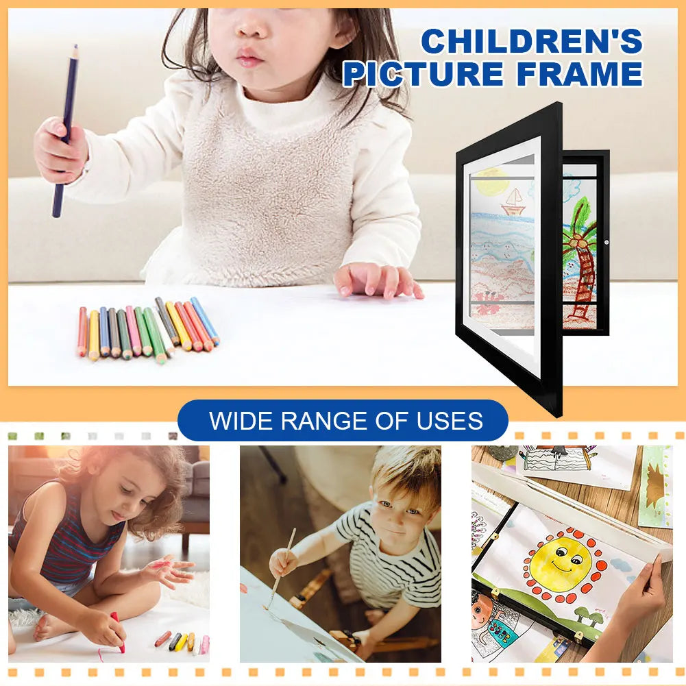 Kids Artwork Picture Frame 5.9x4.3 Inner Frame Wooden Frames Wall Display Artwork Frame for Kids Drawings Artworks Art Projects