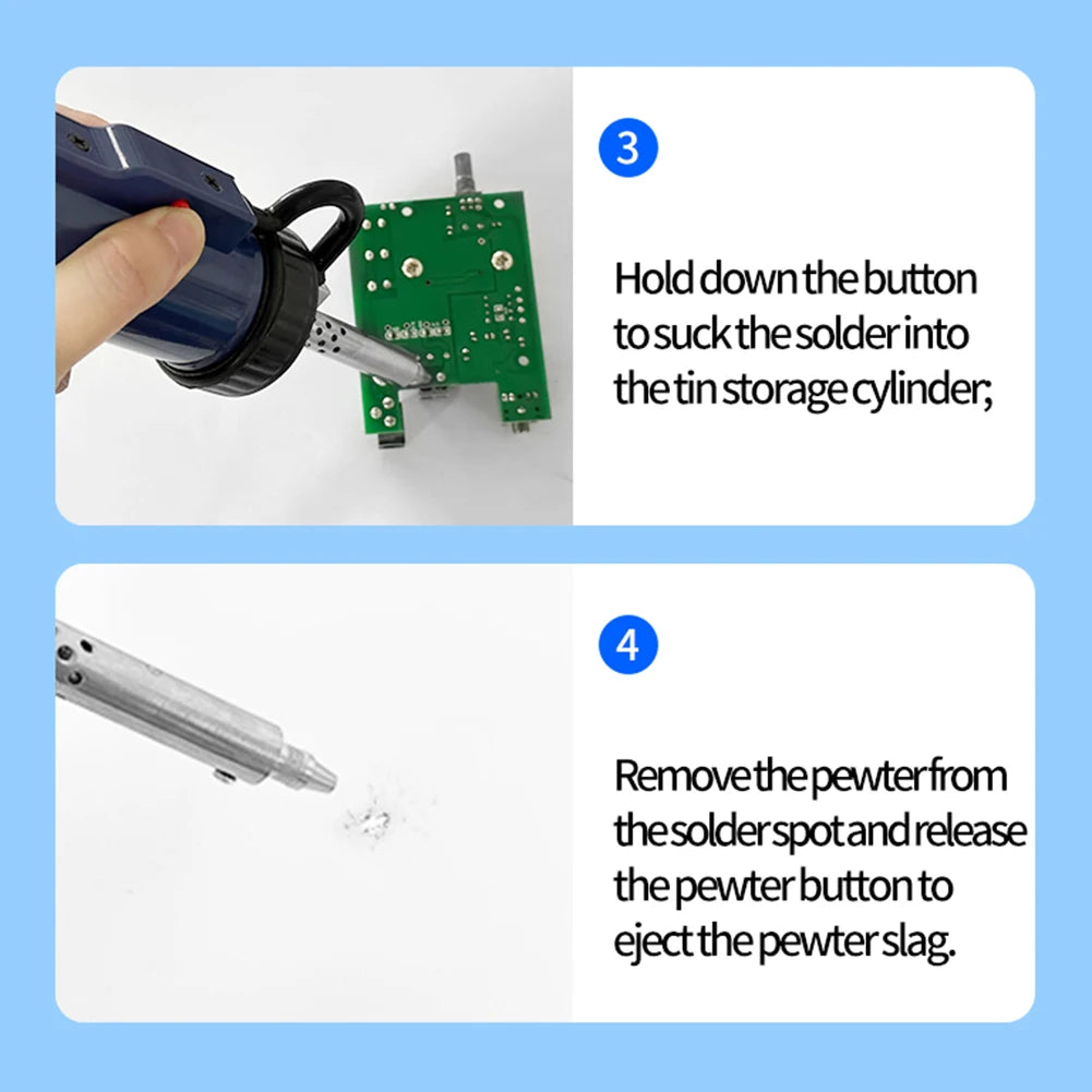 BBT-580 Automatic Vacuum Desoldering Pump 30W Electric Desoldering Gun Portable with 3 Suction Tip for Tin Removal and Soldering