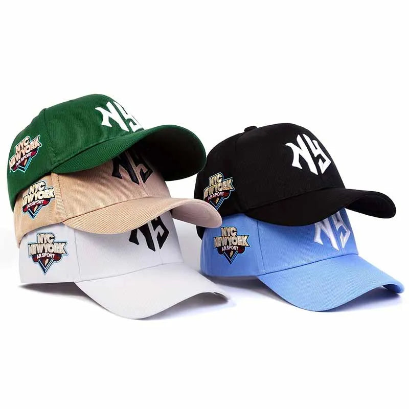 Unisex Letter NG Embroidery Side NYC NEW WORK Baseball Caps Spring and Autumn Outdoor Adjustable Casual Hats Sunscreen Hat