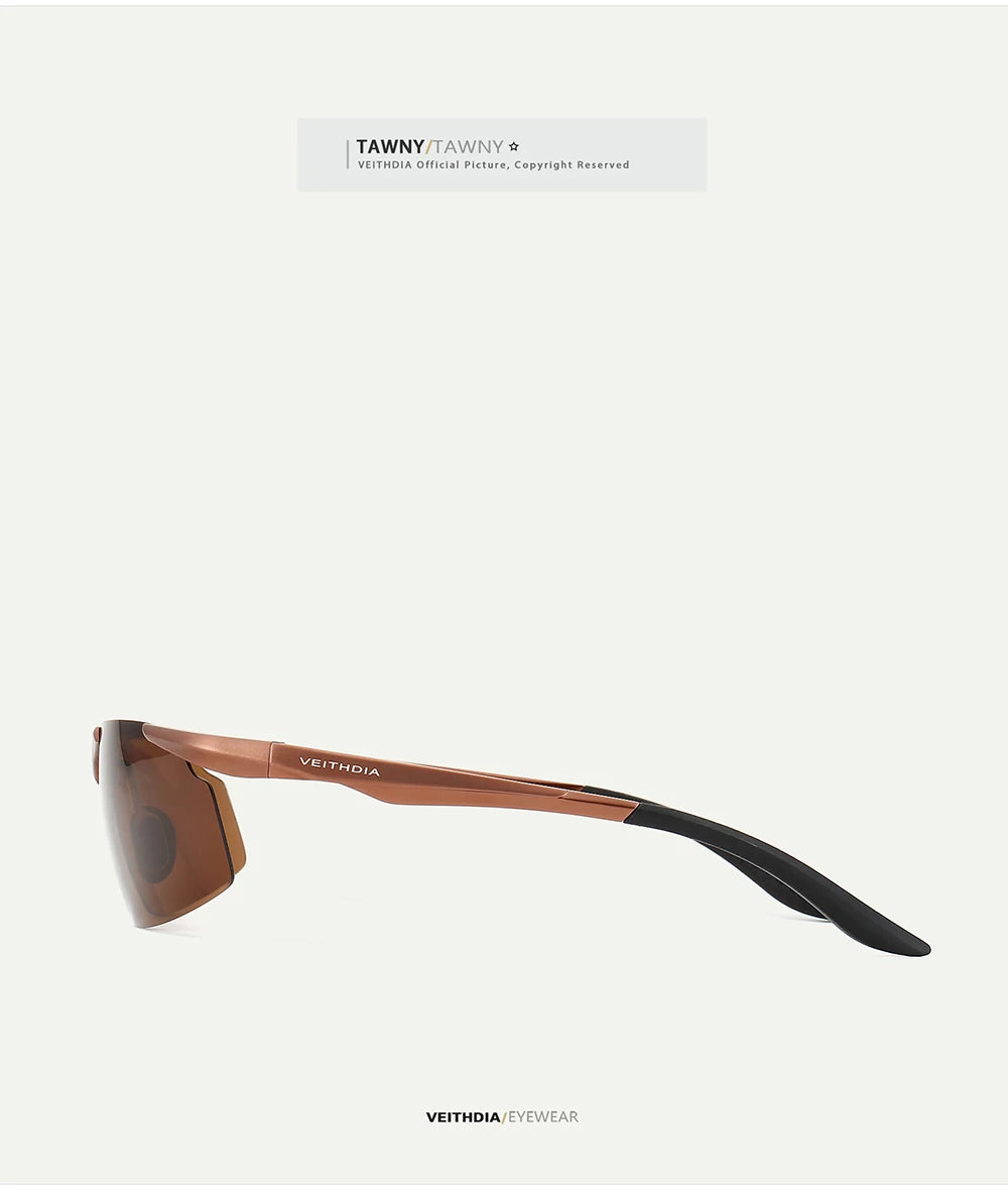 VEITHDIA Men Sunglasses Aluminum Magnesium Polarized UV400 Lens Rimless Driving Fishing Sun Glasses Sports Eyewear For Male 6535