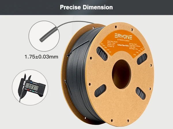 ERYONE PETG Carbon Fiber 3D Printer Filament 1.75mm 1KG ±0.03mm Precision - High Strength & Stiffness for FDM Printers