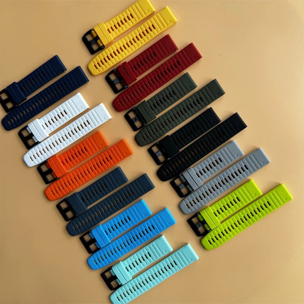 22mm 26mm Width Silicone Strap For Garmin For Garmin Forerunner 970 965 955 QuickFit Watch Band Fenix 8 7 7X Pro 6 6X 5 5X Plus
