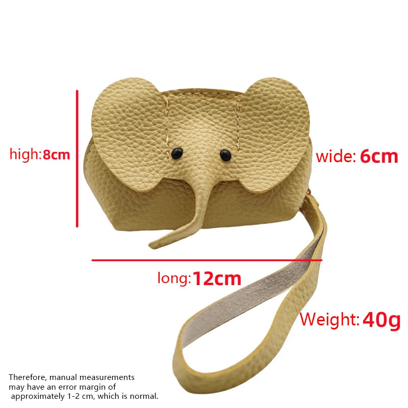Mini leather elephant-style earphone case, coin purse, creative card holder, lipstick holder, earphones, change holder