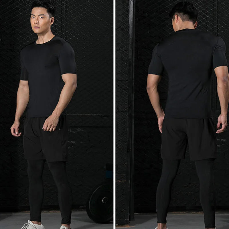 Compression Shirt Men Fitness Gym Skeleton Sport Running T-Shirt Rashgard Tops Tee Quick Dry Short Sleeve T-Shirt For Men