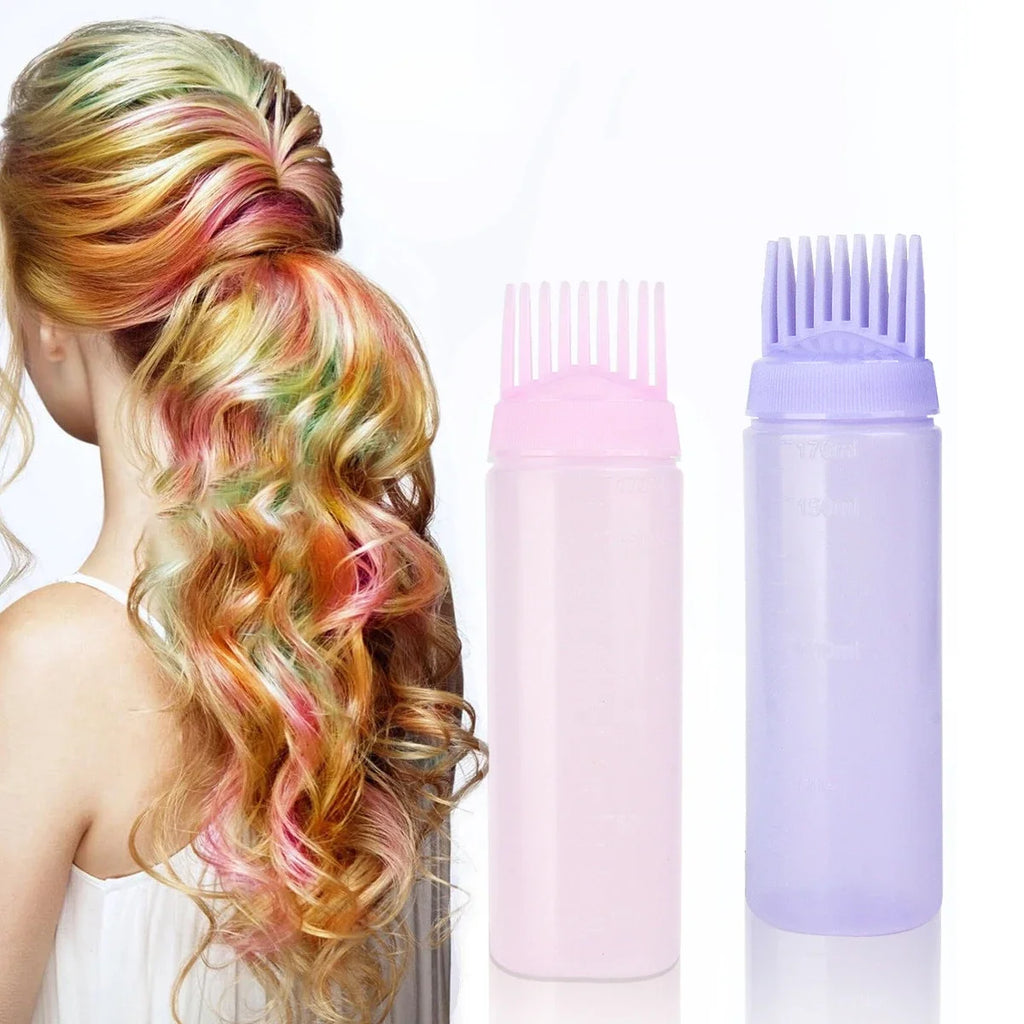 Hair Dye Refillable Bottle Comb Professional Salon Hair Oil Applicator Bottles Plastic Dispensing Hairdressing Styling Tools