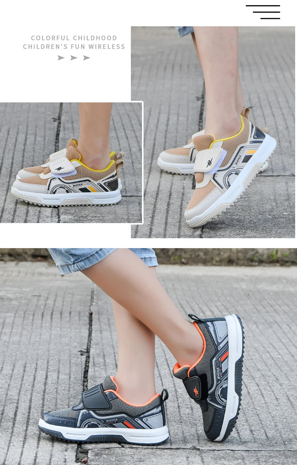 BONA  New Designers Running Shoes Fashion Classic Sneakers Children School Sport Footwear Comfy Kids Breathable