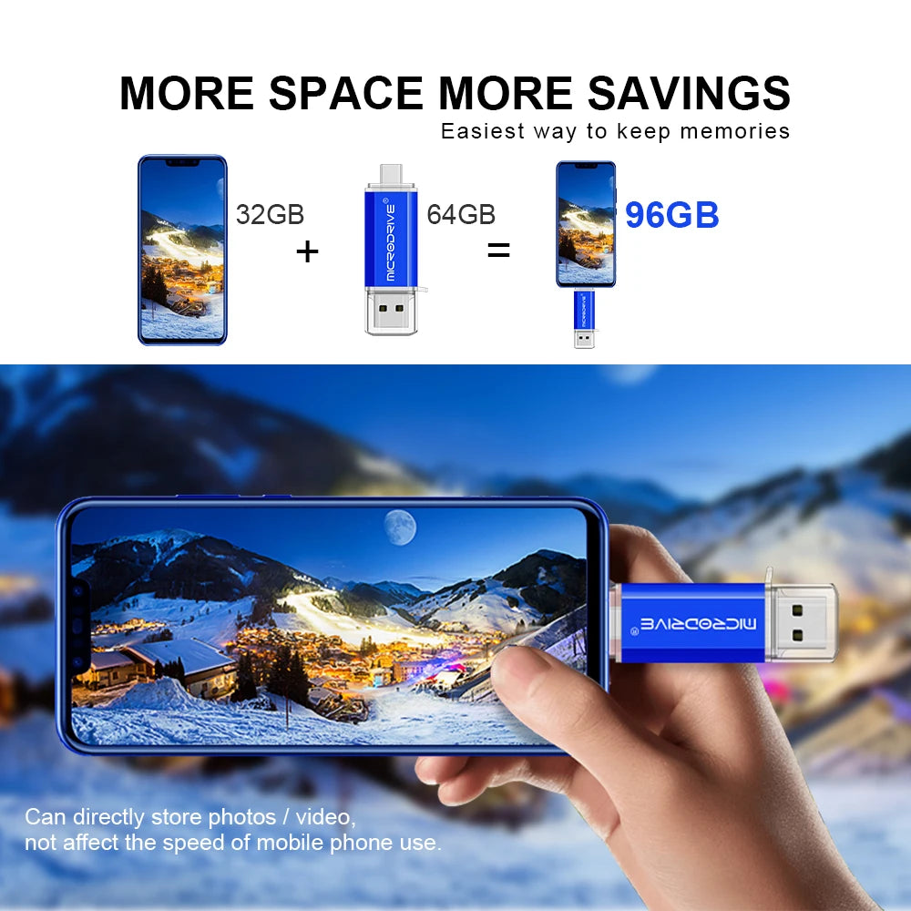 OTG  type c USB Flash drive cle Real capacity 8GB 16GB 32GB 64GB 128GB USB MICRO pendrive for smart phone