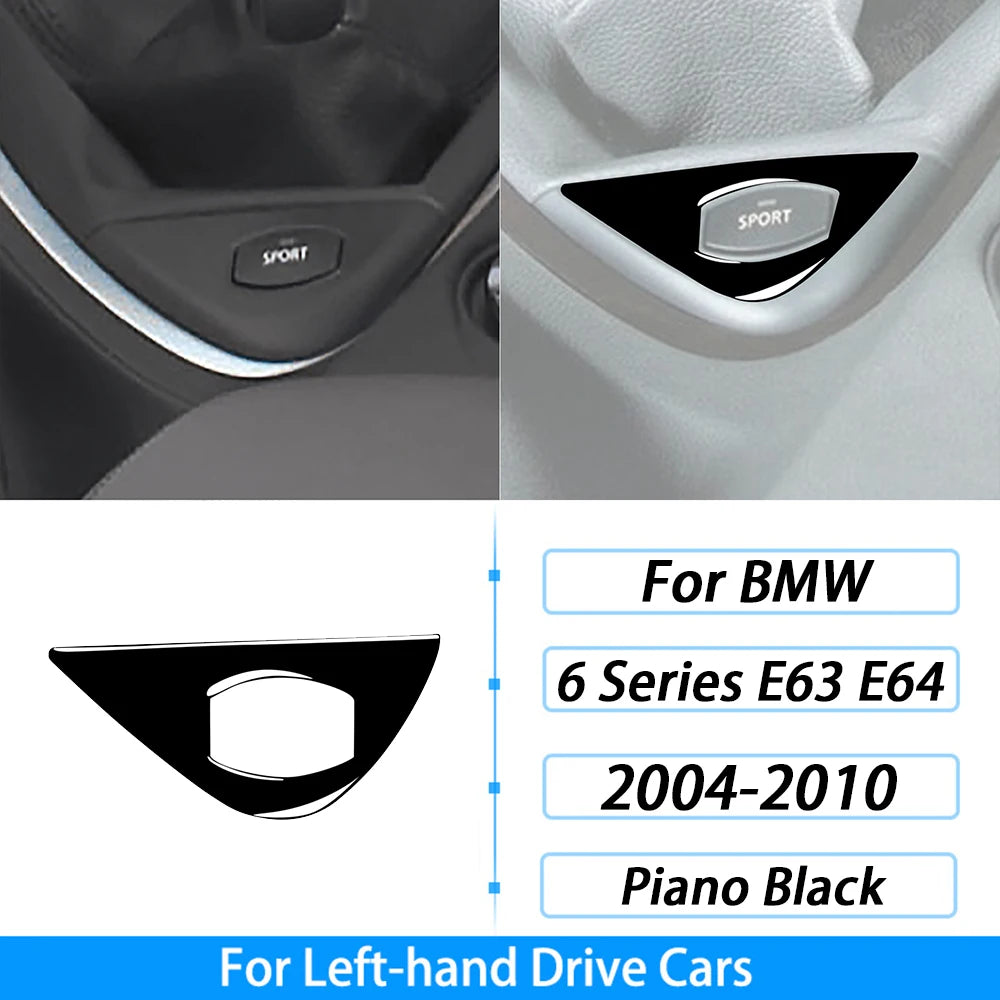 For BMW M6 6 Series E63 E64 2004-2010 Piano Black Gear Shift Air Outlet Window Lift Panel Set Car Interior Accessories Sticker