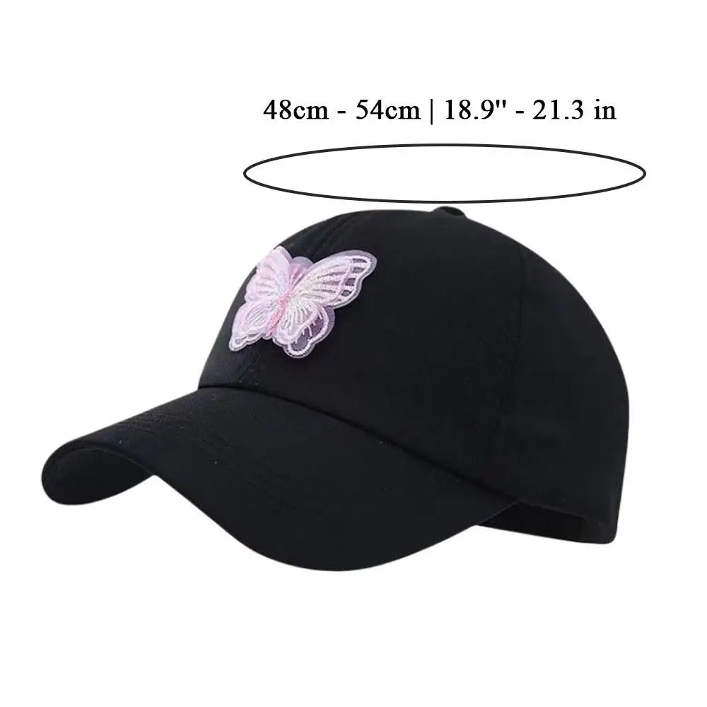 Summer Kids Baseball Caps Sun Protection Hollow High Ponytail Caps for Boys Girls Butterfly Print Outdoor Sunscreen Baseball Cap