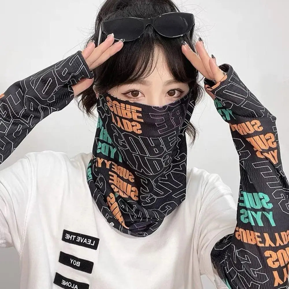 Anti-UV Sunscreen Face Mask Breathable Ice Silk Sunscreen Sleeves Summer Thin Sleeves Half Face Cover Cycling Bike Motorcycle
