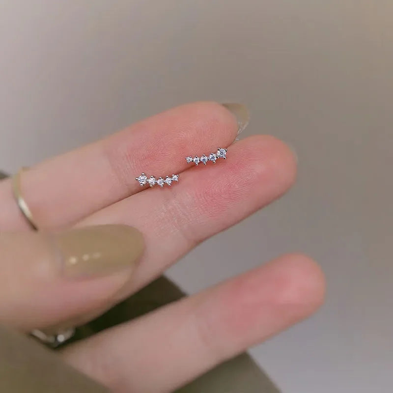 925 Silver Needle Water Drop Flower Crystal Earrings Shiny Silver Color Beautiful Mini Earrings Jewelry Gifts