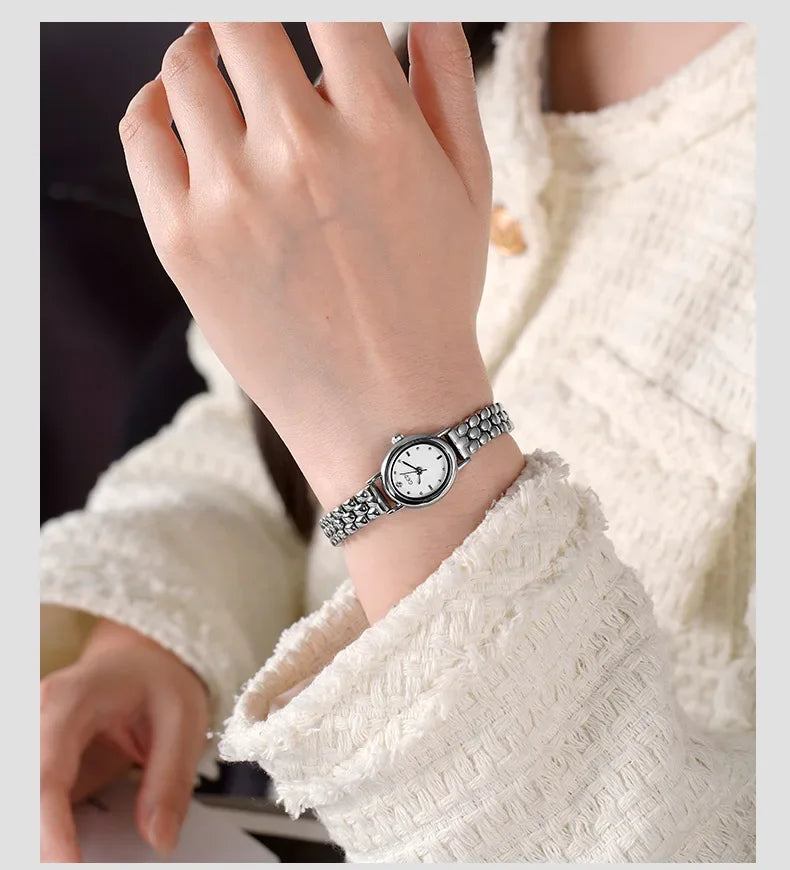 Women Watch for Girls Small Wrist Quartz Reloj Muje Sliver Grey Gold Oval Orologio Ladies Wristwatch Stainless Steel Band Clock