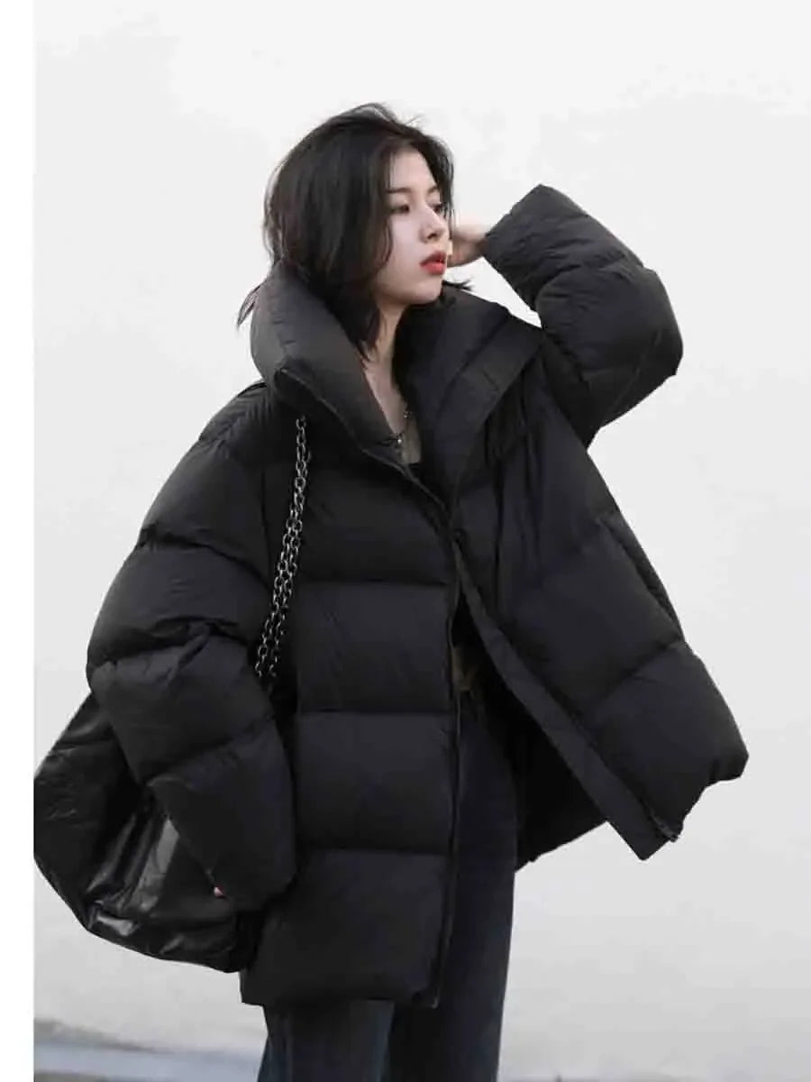 CHIC VEN Women's Down Coats Korean Stand Collar Simple Solid Color Warm Casual Jackets Soft Fashion Female Clothing Winter 2025