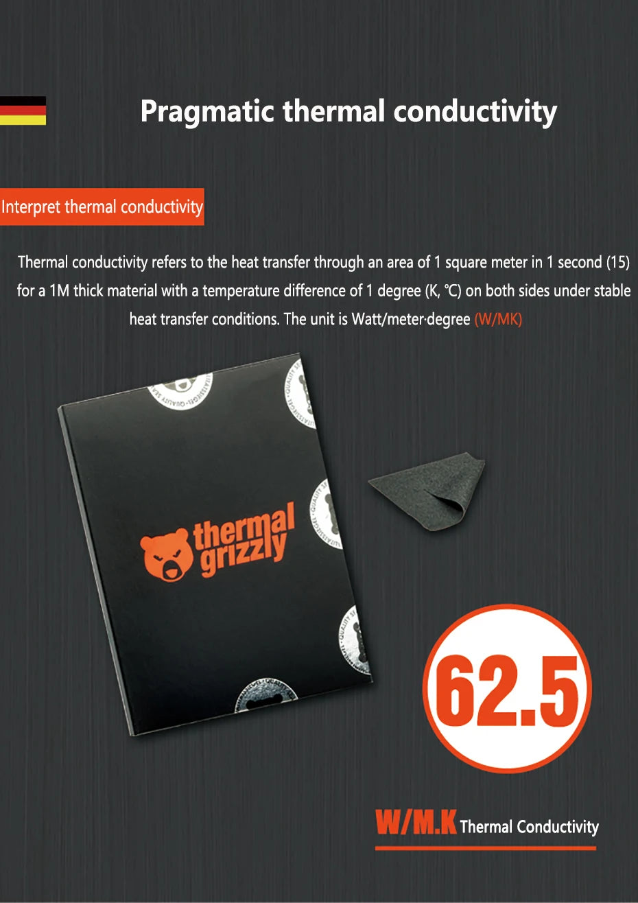 Thermal Grizzly Carbonaut 62.5W/mk Thermal Pad Reusable High Thermal Conductivity CPU/GPU Motherboard Heat Silicone Pad