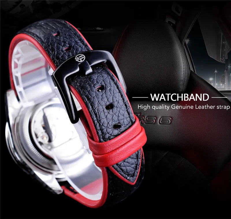 WINNER 002 Fashion Men's Mechanical Watch Luxury Style Calendar Night Light Business Black White Classic Men's Automatic Watch