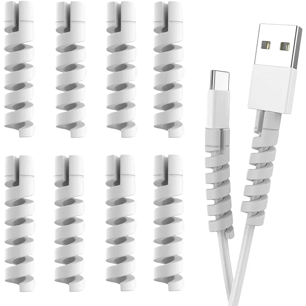 10Pcs Cable Protector Spiral Phone Charger Cable Saver Silicone Cable Management Organizer for Headphone Cellphone Mouse Cord