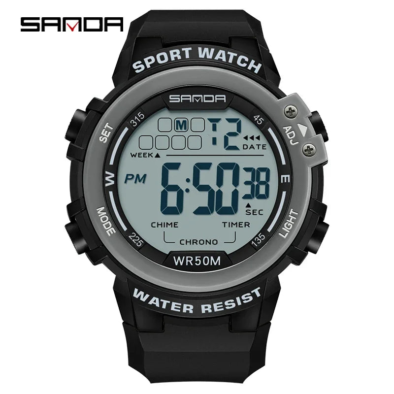 SANDA 2140 Watches Alarm Clock Chrono 5Bar Waterproof Digital Watch reloj hombre New Fashion Outdoor Sport Men Multifunction