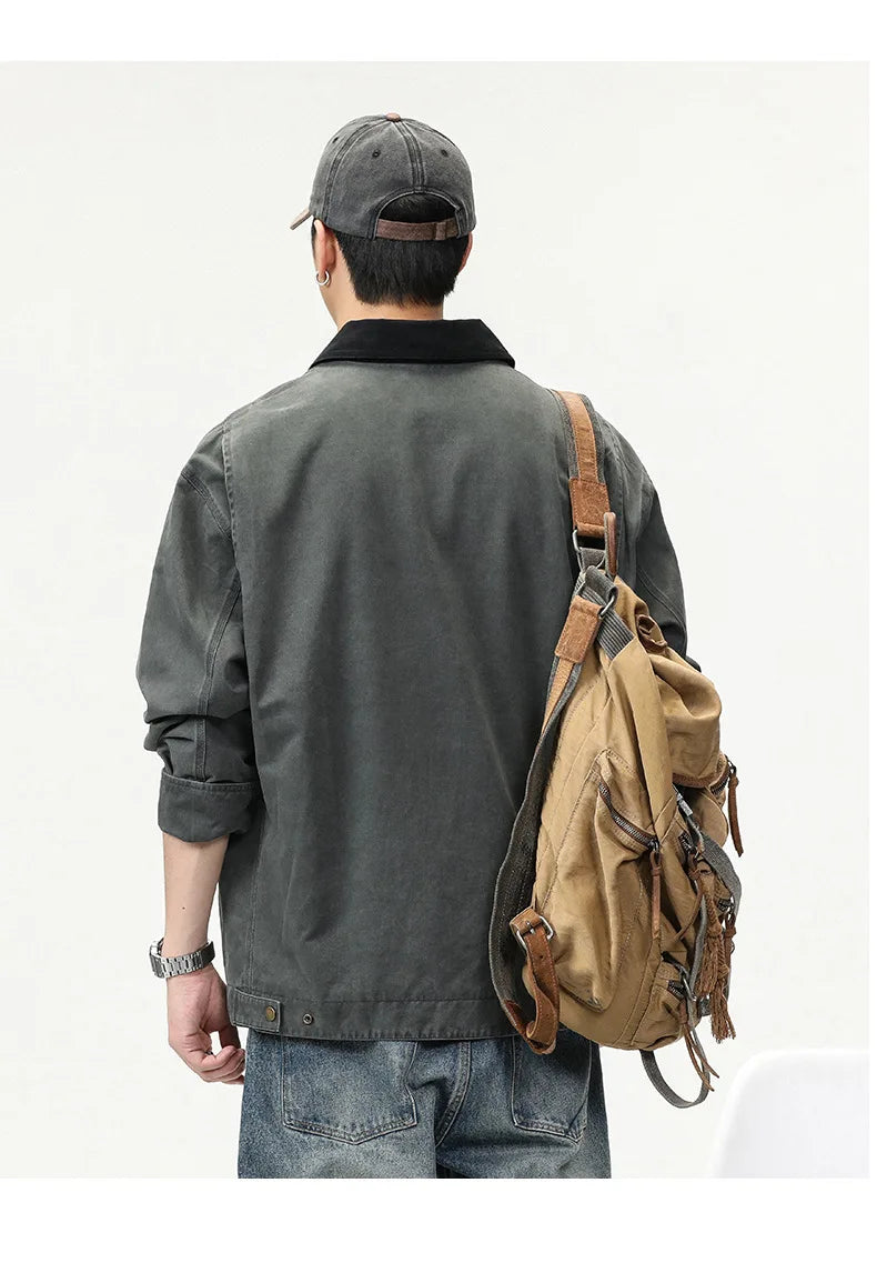 Men's fashion brand wash to do old American vintage cargo jacket high-grade fashion coat