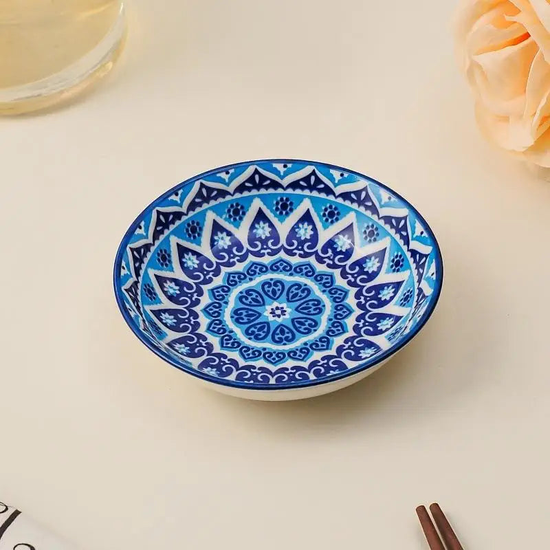 【HGPA】Ceramic Condiment Dishes, Bohemian Style Plates, Sauce Dishes, Suitable For Kitchens, Restaurants, Sushi Shops