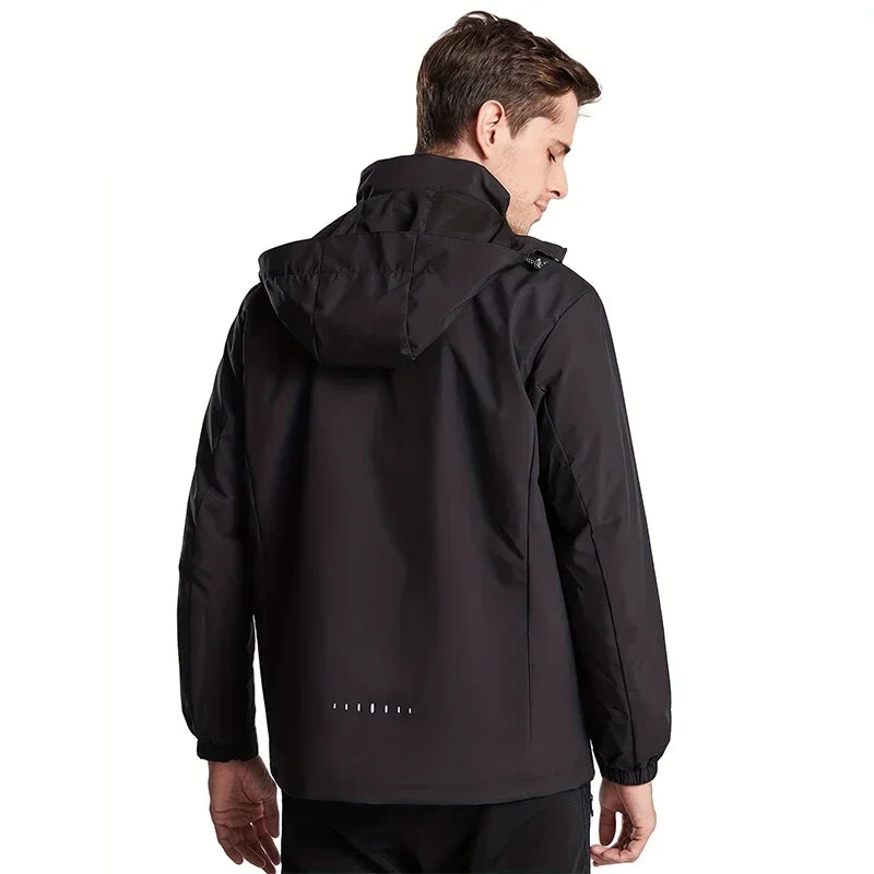 Spring Autumn New Men Casual Jacket Men Outdoor Windproof Waterproof Athletes Jacket Coat Detachable Hat Jackets Male M-5XL