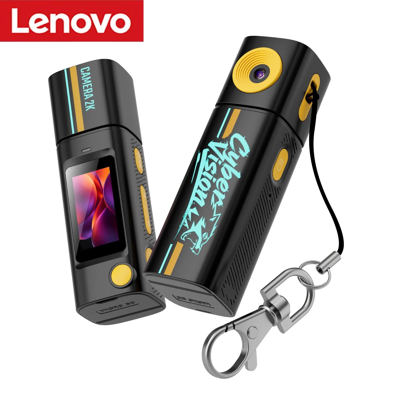Lenovo 2K Sports Camcorder Lipstick Mini Camera 230° Rotatable Lens Compact Portable LCD Screen For Students Outdoor Photography