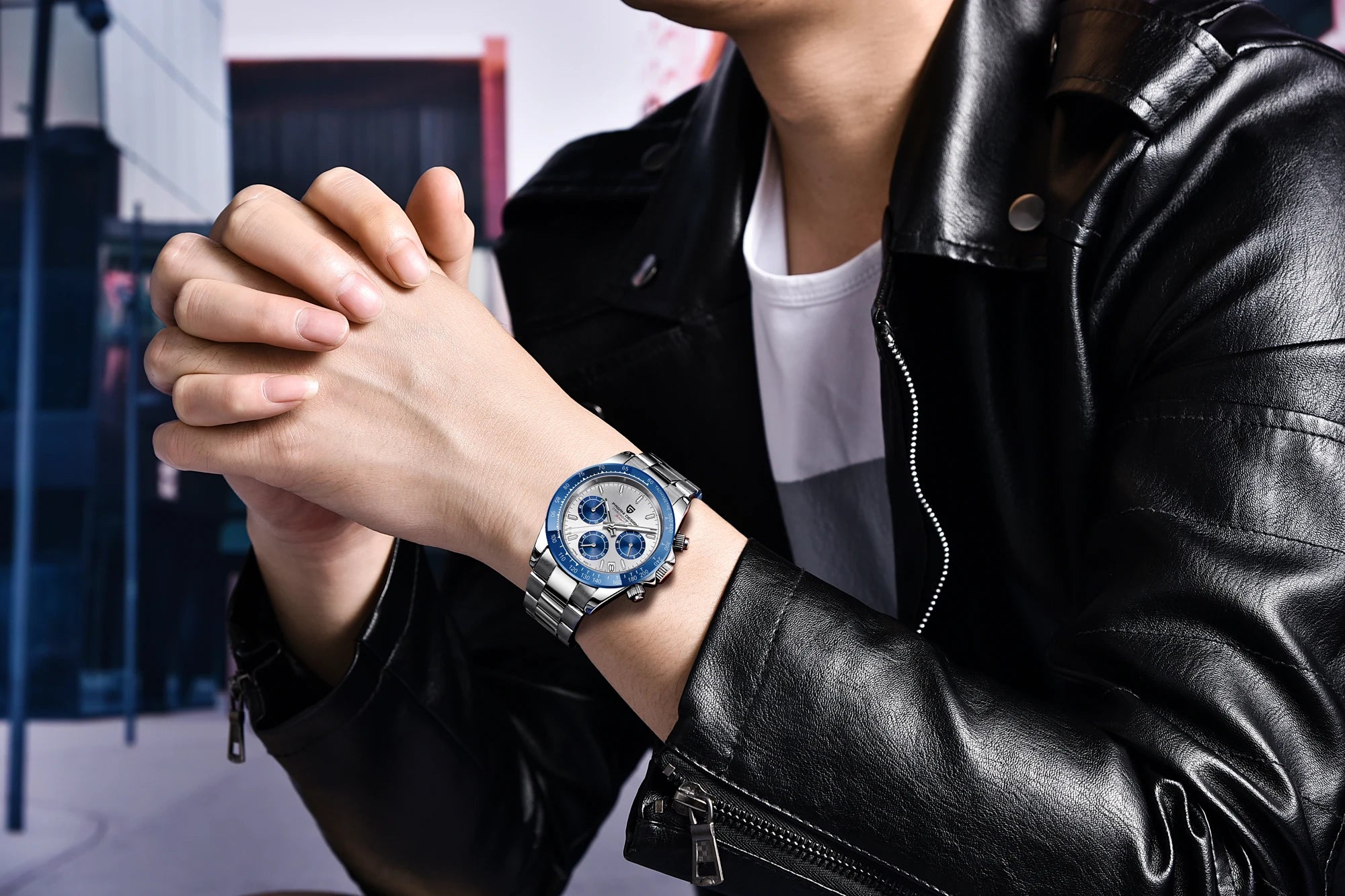 PAGANI DESIGN Men's Casual Quartz Watch 40Mm Outdoor Trendy Stainless Steel Sapphire Wear-Resistant Mirror Luminous Diving Watch