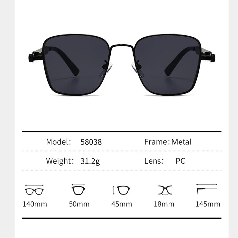 Men's Steampunk Sunglasses Personality Square Large Frame Men's Sunglasses Car sunglasses 8479