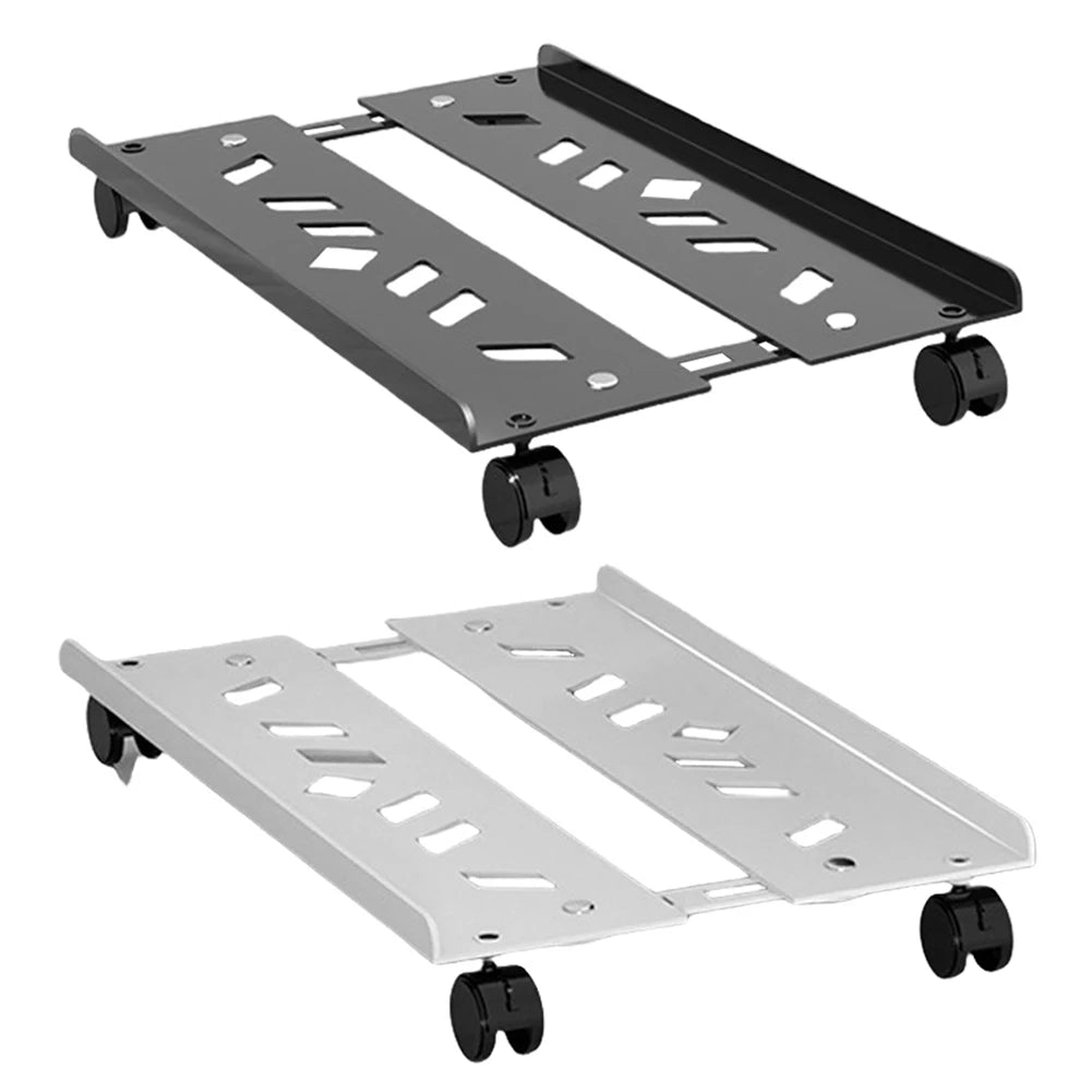 Heavy-Duty PC Tower Stand with Caster Wheels Adjustable PC Tower CPU Holder Steel Desktop Stand PC Riser Office Desk Accessories